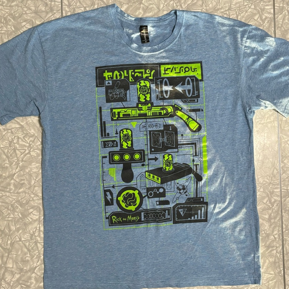 Rick & Morty Men’s XL Portable Gun Blueprint T-Shirt by Loot Crate
